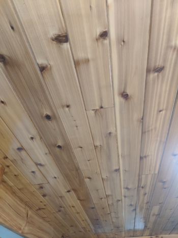 Reliance Timber Wood Products Knotty Cedar Tongue and Groove Ceiling