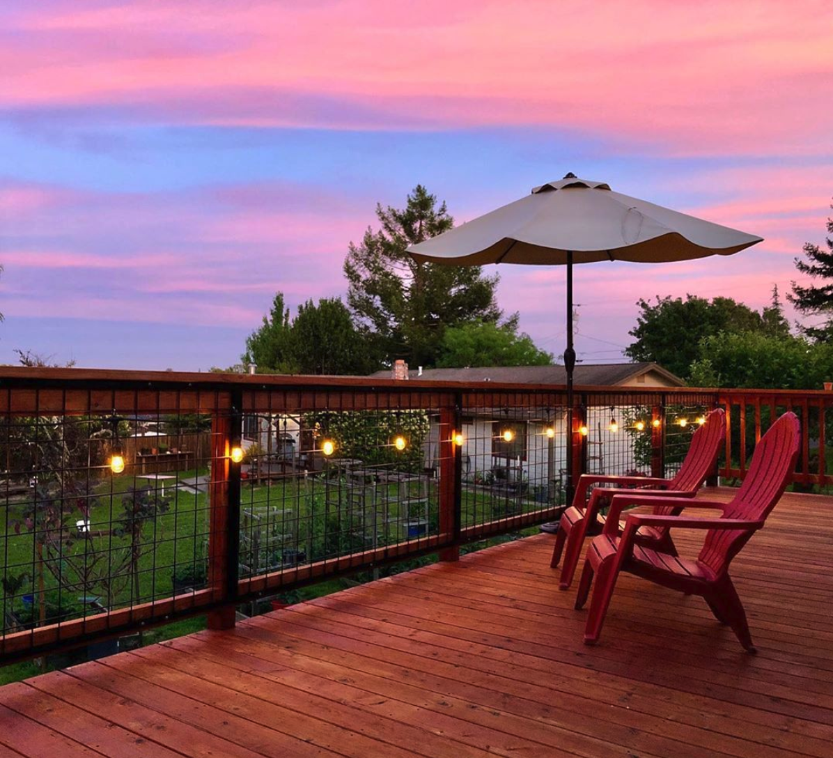 Hog Panel Deck Railing sunset